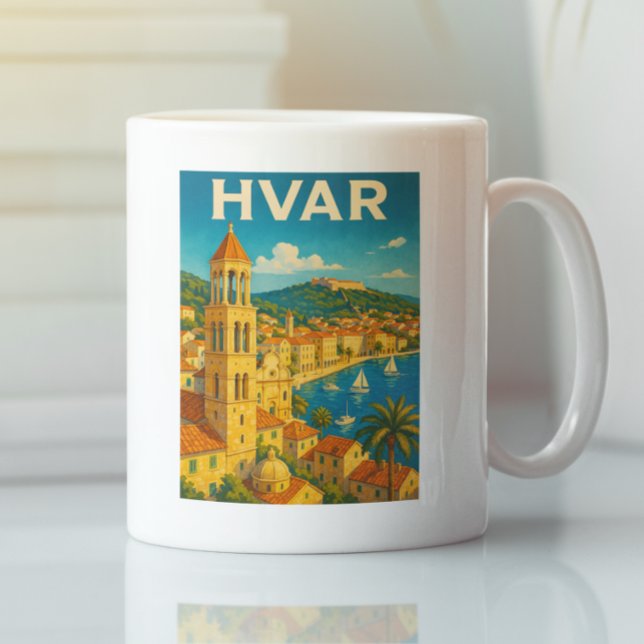 Taza De Café Retro Hvar Croatia Adria Coast Travel (Hvar Croatia Adria Coast Travel Coffee Mug)