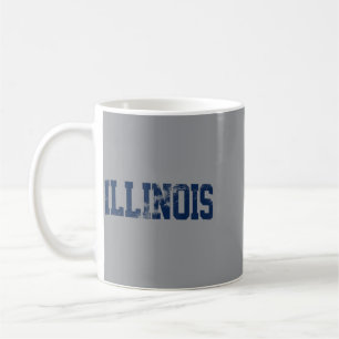 Taza De Café Retro Illinois Vintage Illinois Naranja Azul
