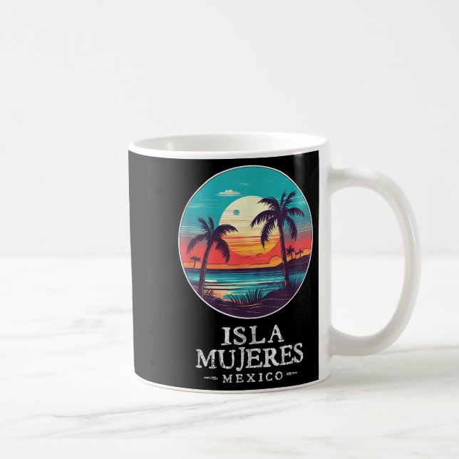 Taza De Café Retro Isla Mujeres Mexico Beach Sunset Souvenir Me (Derecha)