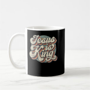 Taza De Café Retro Jesús es Rey Cristiano Biblia Hombres Religi