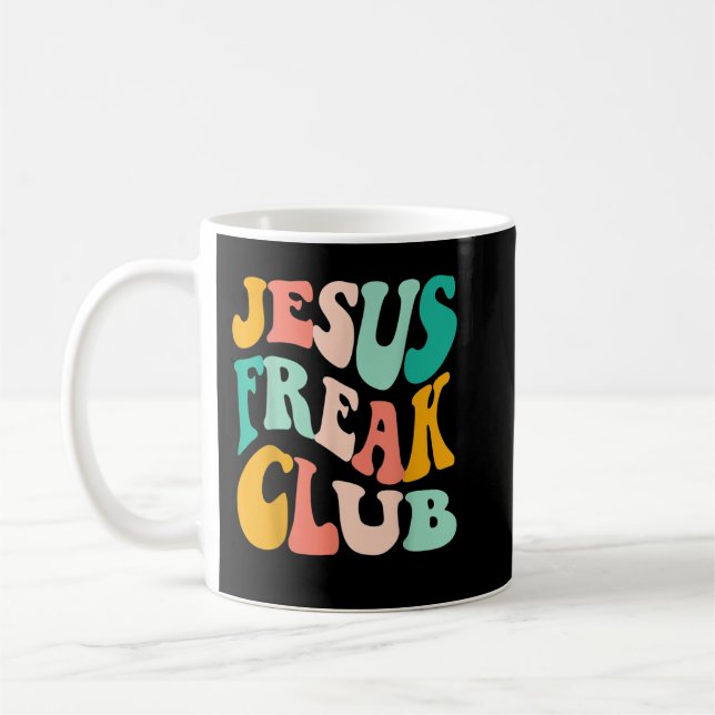 Taza De Café Retro Jesus-Freak Club Biblia Verse Jesus-Lover Em (Izquierda)