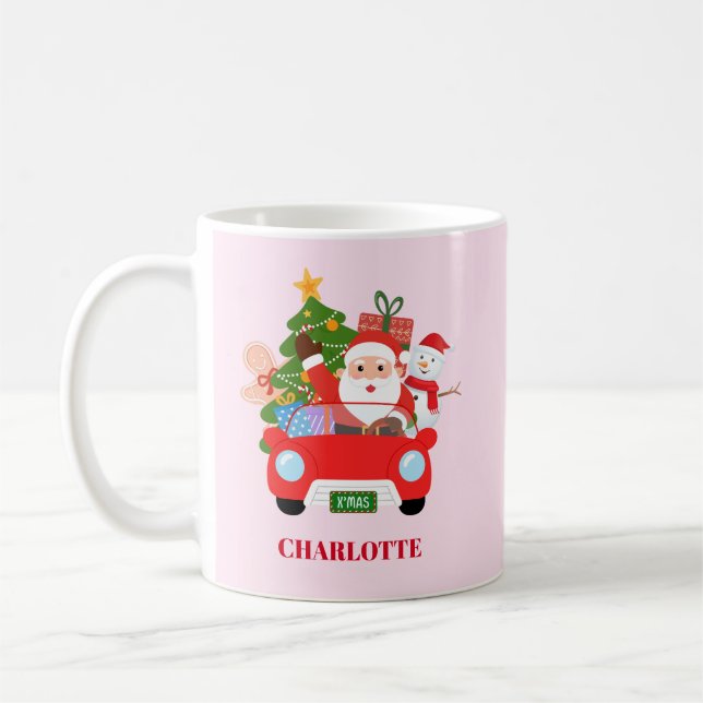 Taza De Café Retro Jingle And Mingle Christmas Santa Red (Izquierda)