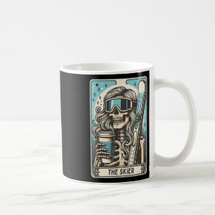 Taza De Café Retro La Tarjeta De Esquí Tarot Funny Skeleton Ski