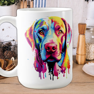 Taza De Café Retro Labrador Recuperador Pop Art Colorful Dog