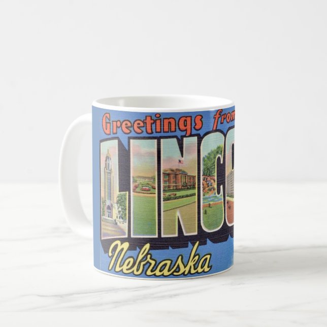 Taza De Café Retro Lincoln Nebraska Greeting Mug (Anverso izquierdo)