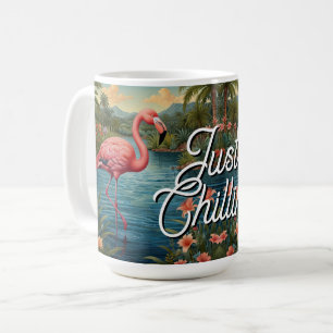Taza De Café Retro lindo flamenco rosa paraíso tropical  