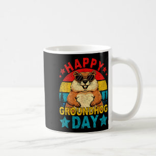 Taza De Café Retro Lindo Marmota Feliz Día de la Marmota Animal