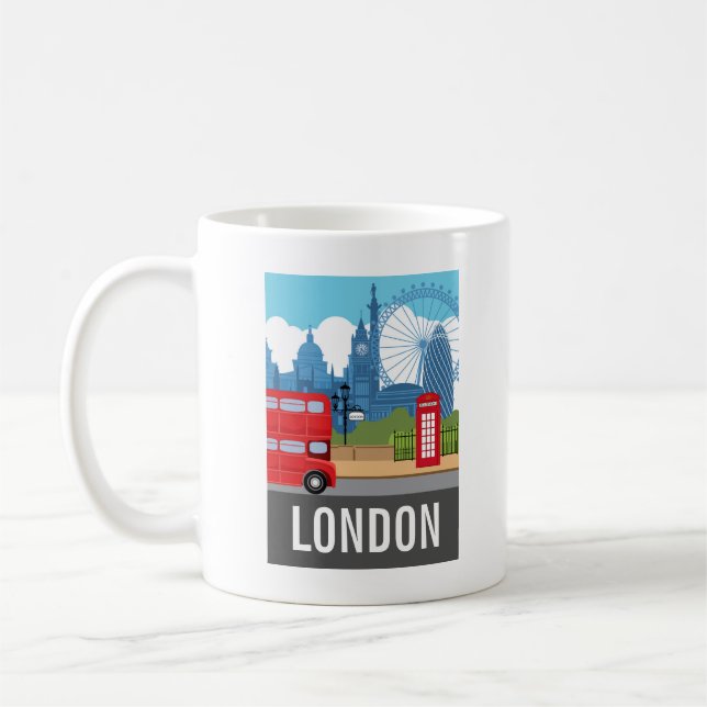 Taza De Café Retro London Tea Iconic Landmarks (Izquierda)