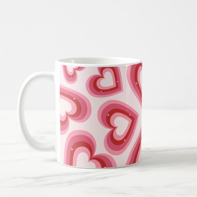 Taza De Café Retro Love Hearts Pattern mug  (Izquierda)