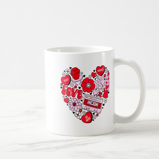 Taza De Café Retro Love Valentines Day Xoxo Conversation Hearts (Derecha)
