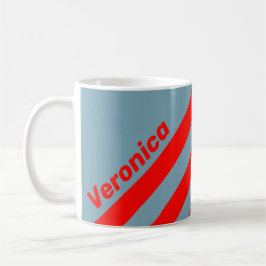 Taza De Café Retro Mar Rojo Tres Franjas con Nombre