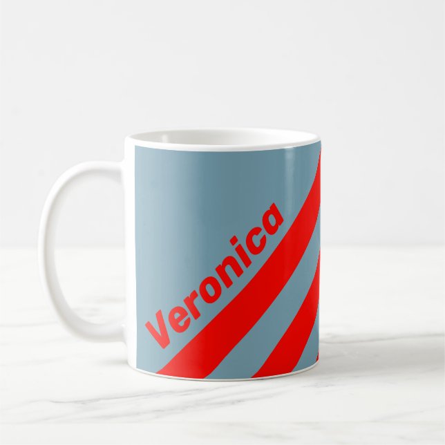 Taza De Café Retro Mar Rojo Tres Franjas con Nombre (Izquierda)