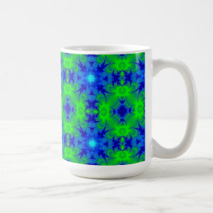 Taza De Café Retro Margeriten u. Sterne Artdeco en grün blau