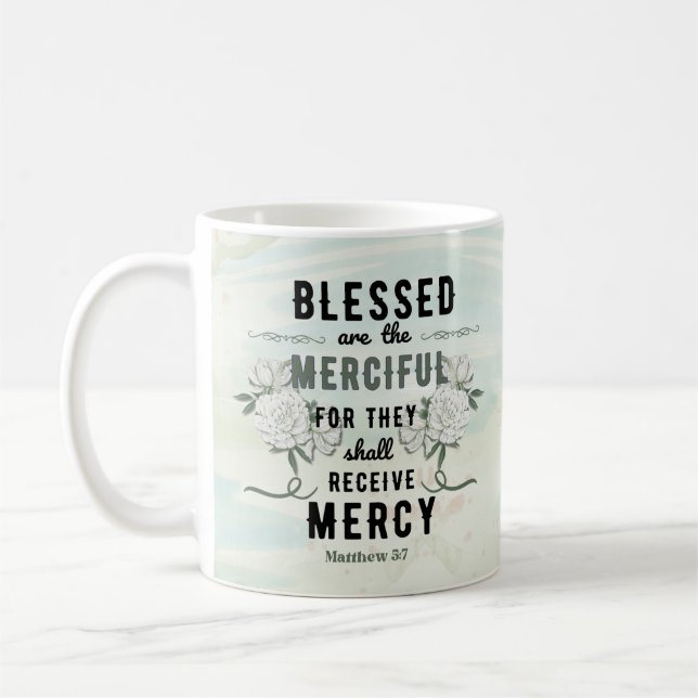 Taza De Café Retro Matthew 5:7 Verso de la Biblia (Izquierda)