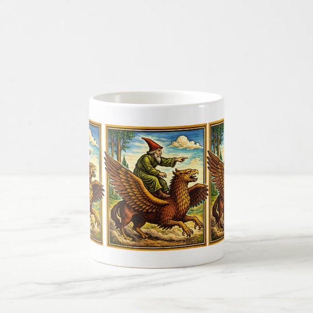 Taza De Café Retro Medieval Snail Rider Fantasy Tee Postcard (Centro)