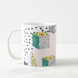 Taza De Café Retro Memphis: Patrón Hipster de 80-90.