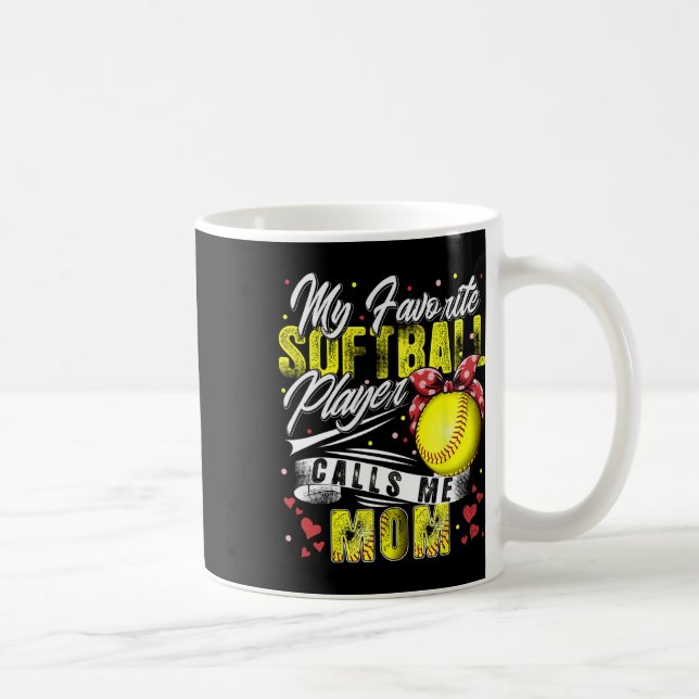 Taza De Café Retro Mi jugador favorito de softbol me llama mamá (Derecha)