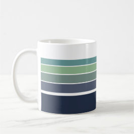 Taza De Café Retro/Mod Blue y Green Stried
