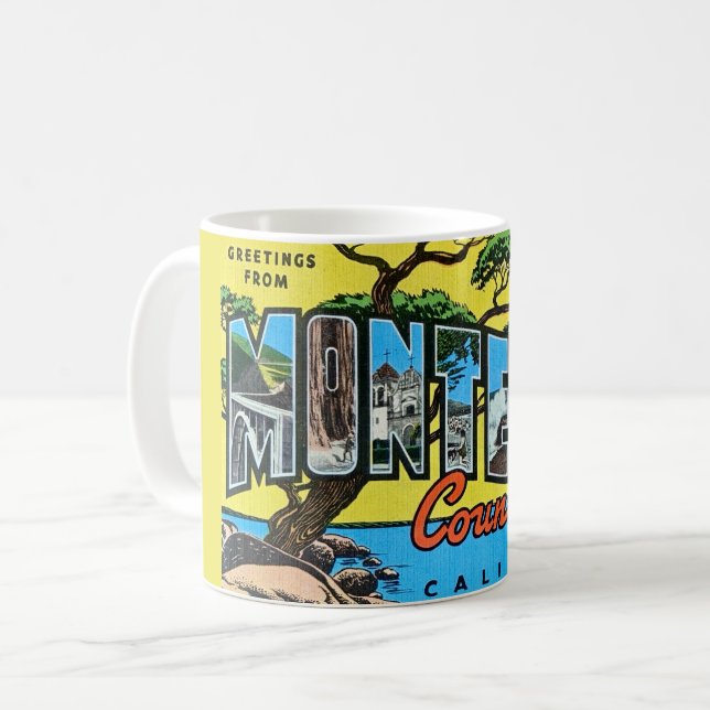 Taza De Café Retro Monterey County CA Greeting Mug (Anverso izquierdo)