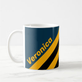 Taza De Café Retro Moonlit Tide Stripes with Name
