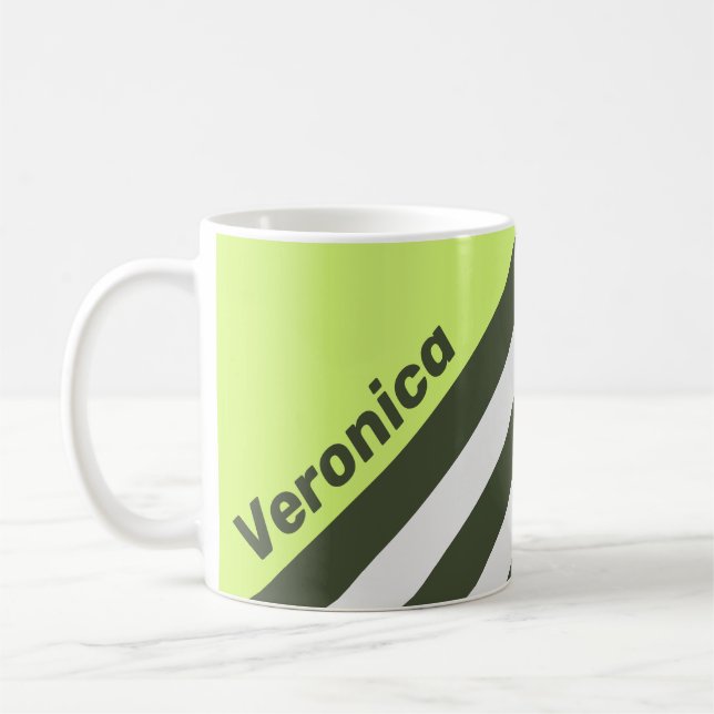 Taza De Café Retro Moss Fade Stripes with Name (Izquierda)