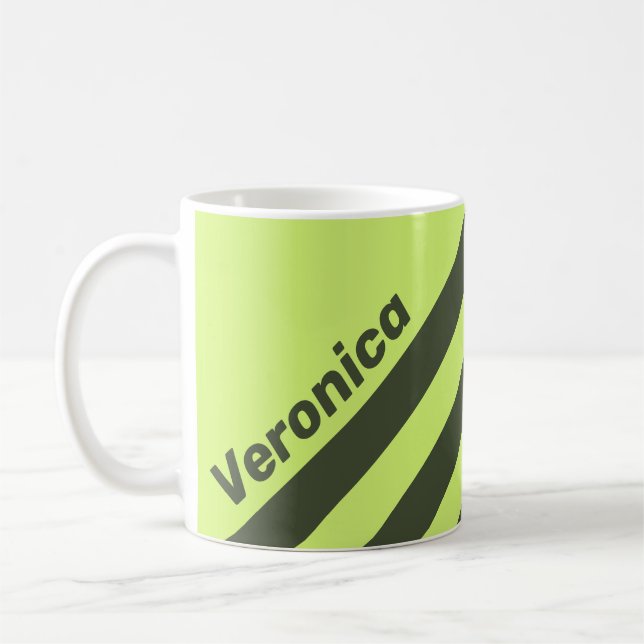 Taza De Café Retro Moss Fade Three Stripes with Name (Izquierda)