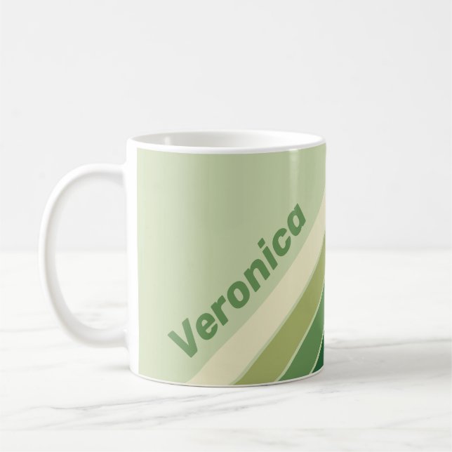 Taza De Café Retro Moss Rainbow Stripes with Name (Izquierda)