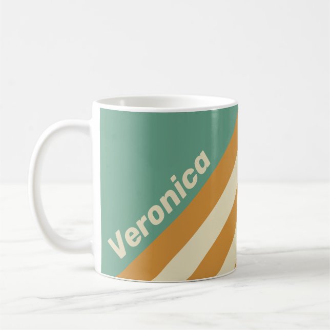 Taza De Café Retro Moss Stripes with Name (Izquierda)