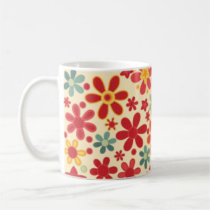 Taza De Café Retro. Motivos florales