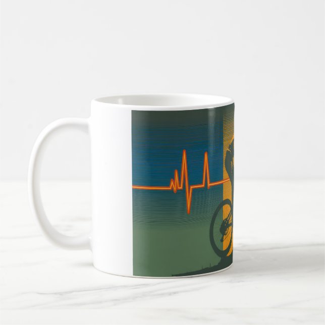 Taza De Café Retro Mountain Biker Heartbeat (Izquierda)