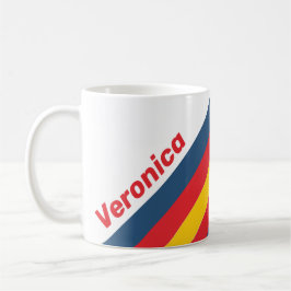 Taza De Café Retro Mountain Stripes with Name