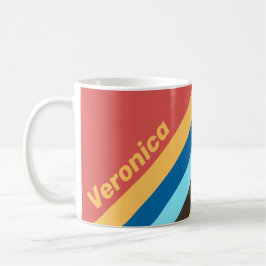Taza De Café Retro Murmur Stripes with Name