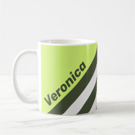 Taza De Café Retro Musgo Desvanecer Rayas con Nombre