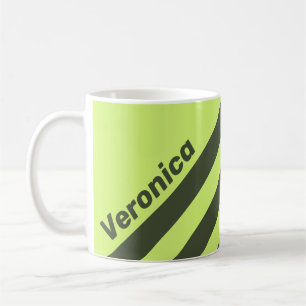 Taza De Café Retro Musgo Desvanecido Tres Rayas con Nombre