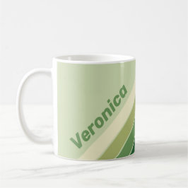 Taza De Café Retro Musgo Rayas de Arcoíris con Nombre