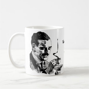 Taza De Café Retro Mustache Business Man Bebiendo café Arte