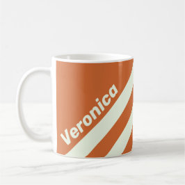 Taza De Café Retro Naranja Tres Franjas con Nombre