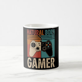 Taza De Café Retro Natural Born Gamer Funny