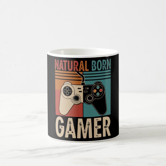 Taza De Café Retro Natural Born Gamer Funny (Centro)