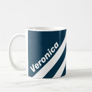 Taza De Café Retro Navy Tres Franjas con Nombre