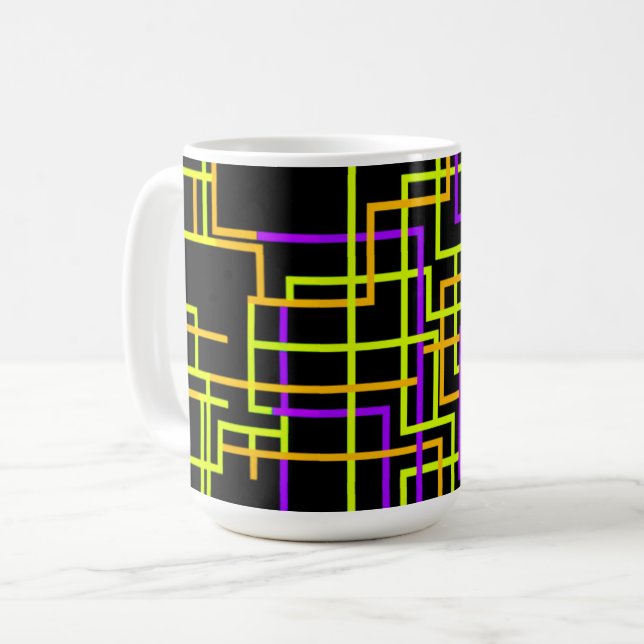 Taza De Café Retro Neon Cuadrícula (Anverso izquierdo)