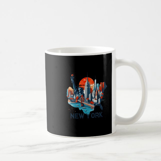 Taza De Café Retro New York Skyline Silhouette  (Derecha)