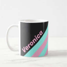 Taza De Café Retro Night Prism Stripes with Name