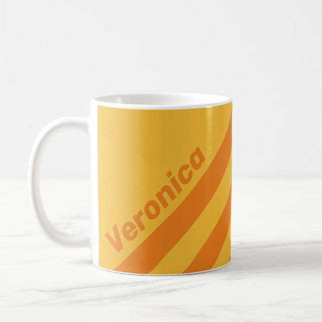 Taza De Café Retro Orange Groove Three Stripes with Name (Izquierda)
