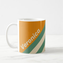 Taza De Café Retro Orange Stripes with Name