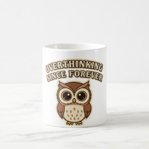 Taza De Café Retro Owl Overthinking White Mug