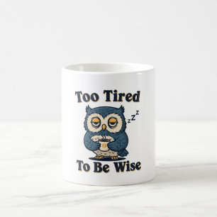 Taza De Café Retro Owl Sleepy Wisdom White Mug
