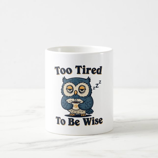 Taza De Café Retro Owl Sleepy Wisdom White Mug (Centro)