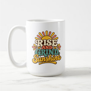 Taza de café retro para la mañana con 'Levántate y