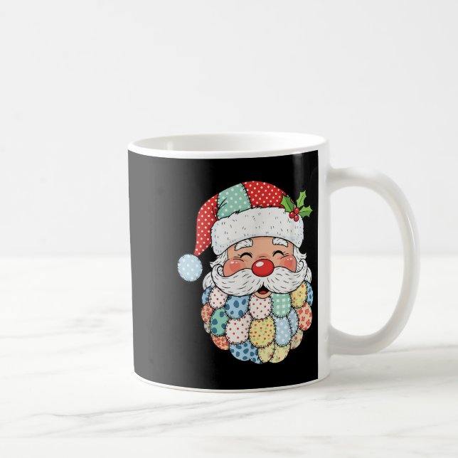 Taza De Café Retro Patchwork Santa Claus Christmas Preppy Xmas  (Derecha)